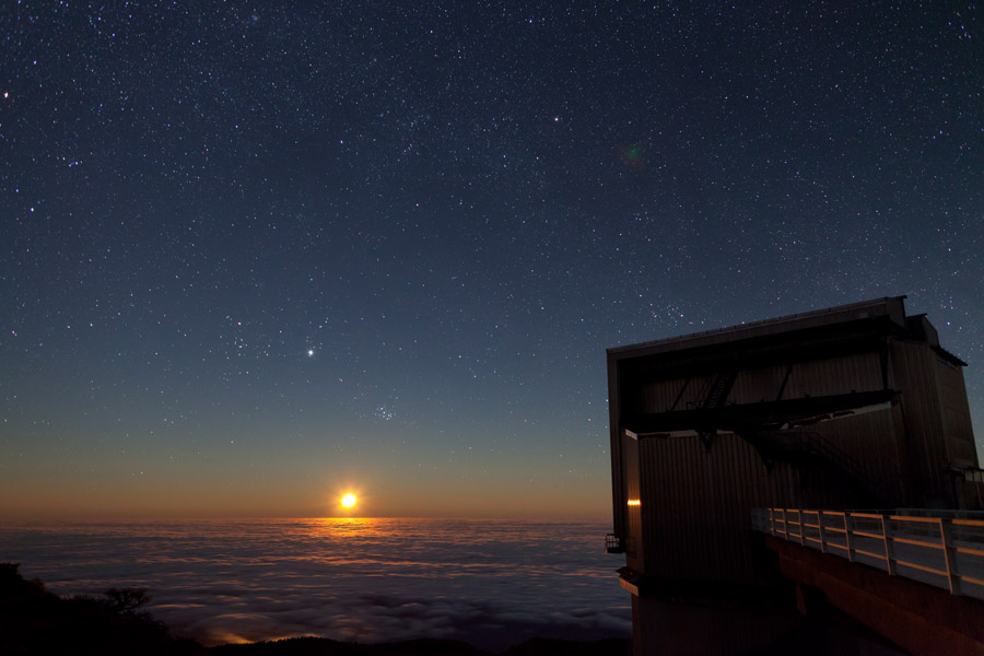 La Palma, am Teleskop Galileo vorbei auf den Atlanik, abgedeckt von Passat-Wolken