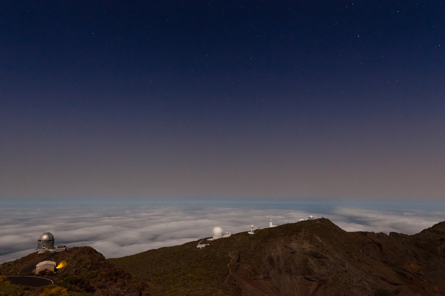 Hier sieht man fast alle Teleskope auf dem höchsten Berg der Insel La Palma