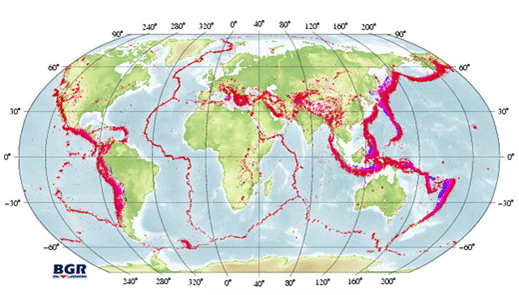 Quelle BGR Erdbeben treten überwiegend an Plattenrändern auf